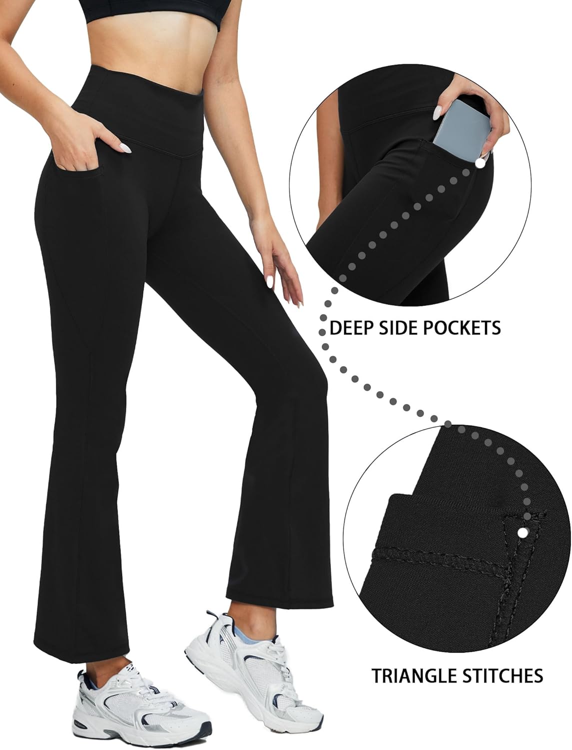 YOYOYOGA Flare Leggings for Women Yoga Pants with Tummy Control High Waisted Bootcut Leggings with Pockets Wide Leg