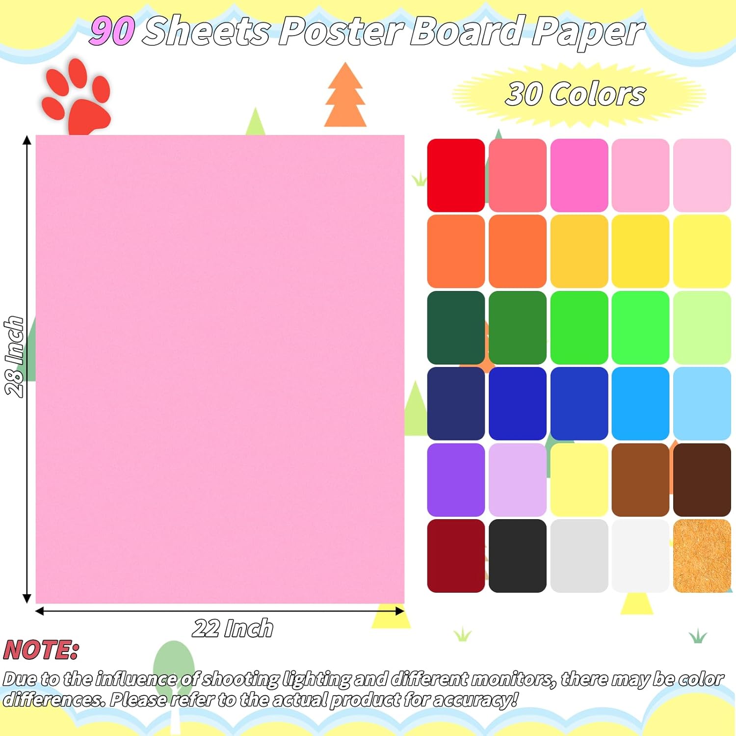 90 Pack Poster Board 14 x 18 in Colored Posterboard Paper Bulk 30 Assorted Color 250 GSM Thickness Cardstock Blank Smart Vision Poster Paper for School Drawing Craft Projects DIY Display Supplies 14 x 18 in-90Sheets