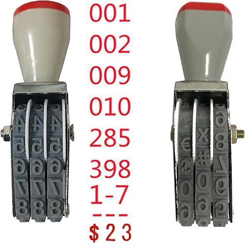 Miniatura 5 de WANLIAN Sello de números de goma ajustable de 3 dígitos, números y símbolos personalizables del 0 al 9 para embalaje, oficina, etiquetas (impresión