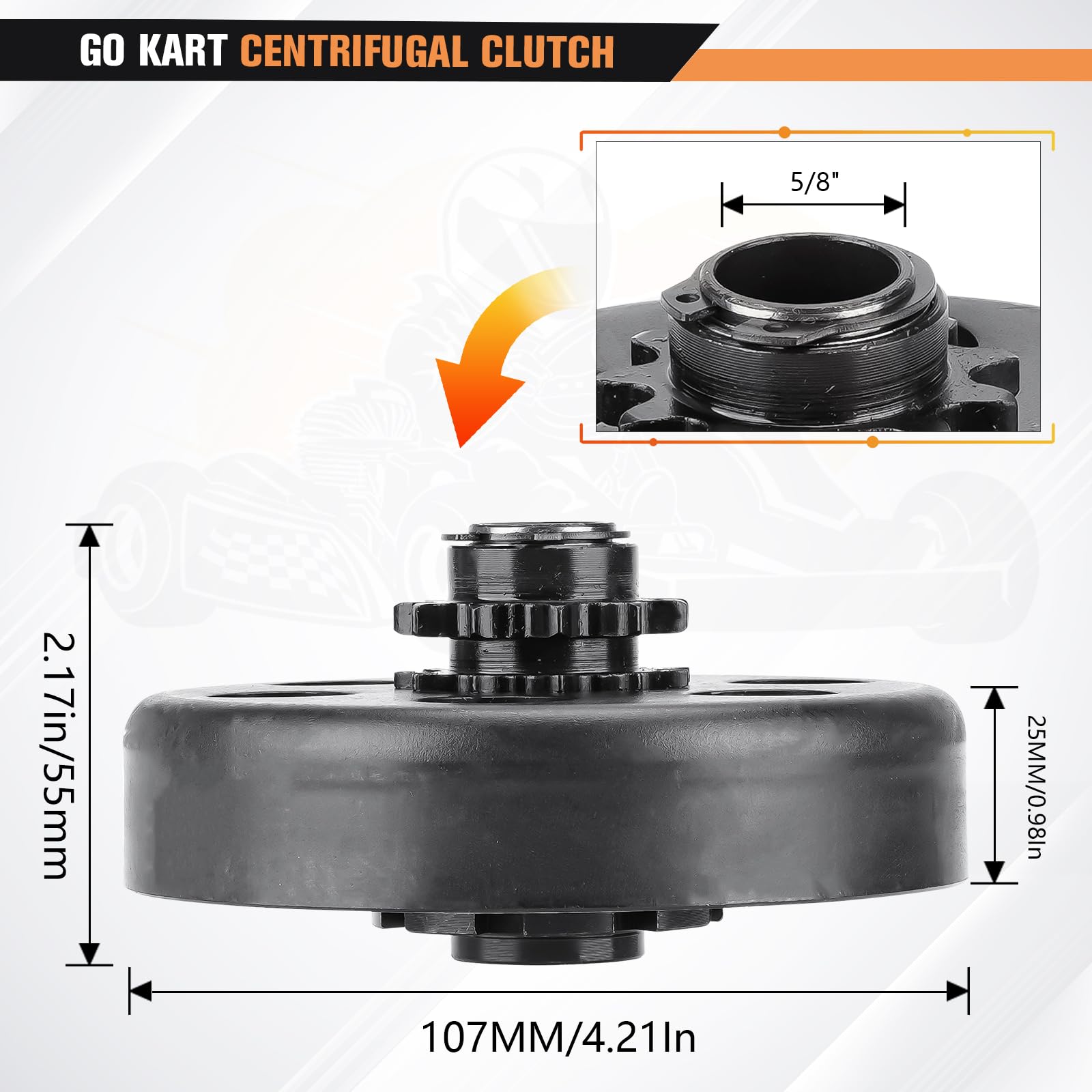 5/8 In. Centrifugal Clutch, 12 Tooth - GoKarts USA - Foto 9