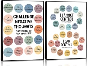 2Pcs Mental Health Wall Art Things I Can Control Poster Print Challenging Negative Thoughts Motivational Canvas Picture Inspiring Thinking School Therapy Office Wall Decor 12X16in Unframed