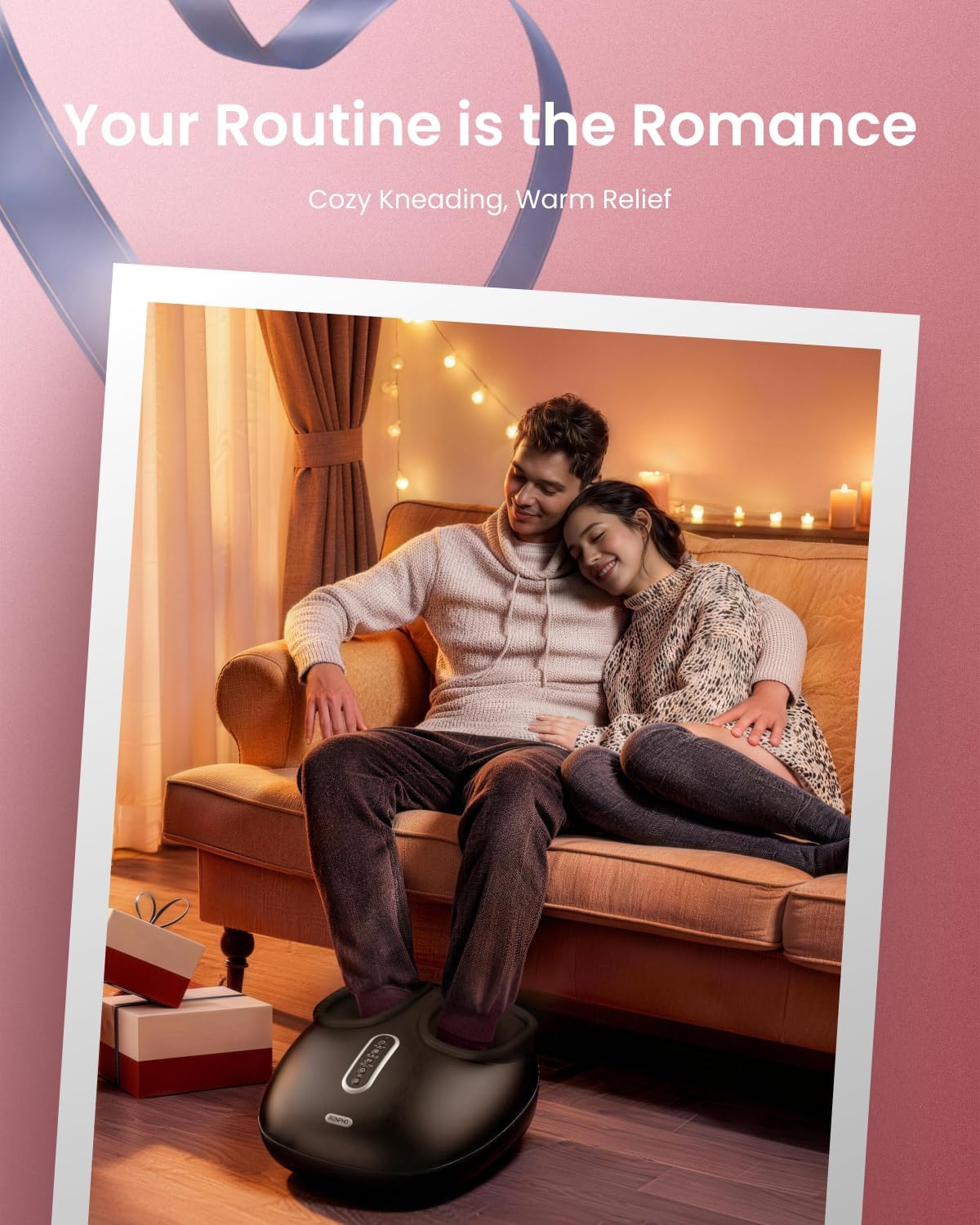 RENPHO 2026 [Upgraded] Foot Massager with Heat, FSA Eligible Shiatsu Foot Massager for Plantar Fasciitis, Deep-Kneading, Air Squeezing Feet Massager, Valentines Day Gifts for Women Men, Size 12 DG - Image 2