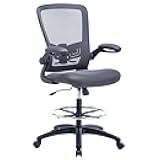 Serena Ergonomic Mesh Drafting Chair - Adjustable, Breathable Mesh, Lumbar Support, Ergonomic and Height Adjustable Flip-Top Office Chair with Foot Ring and Productivity - Gray