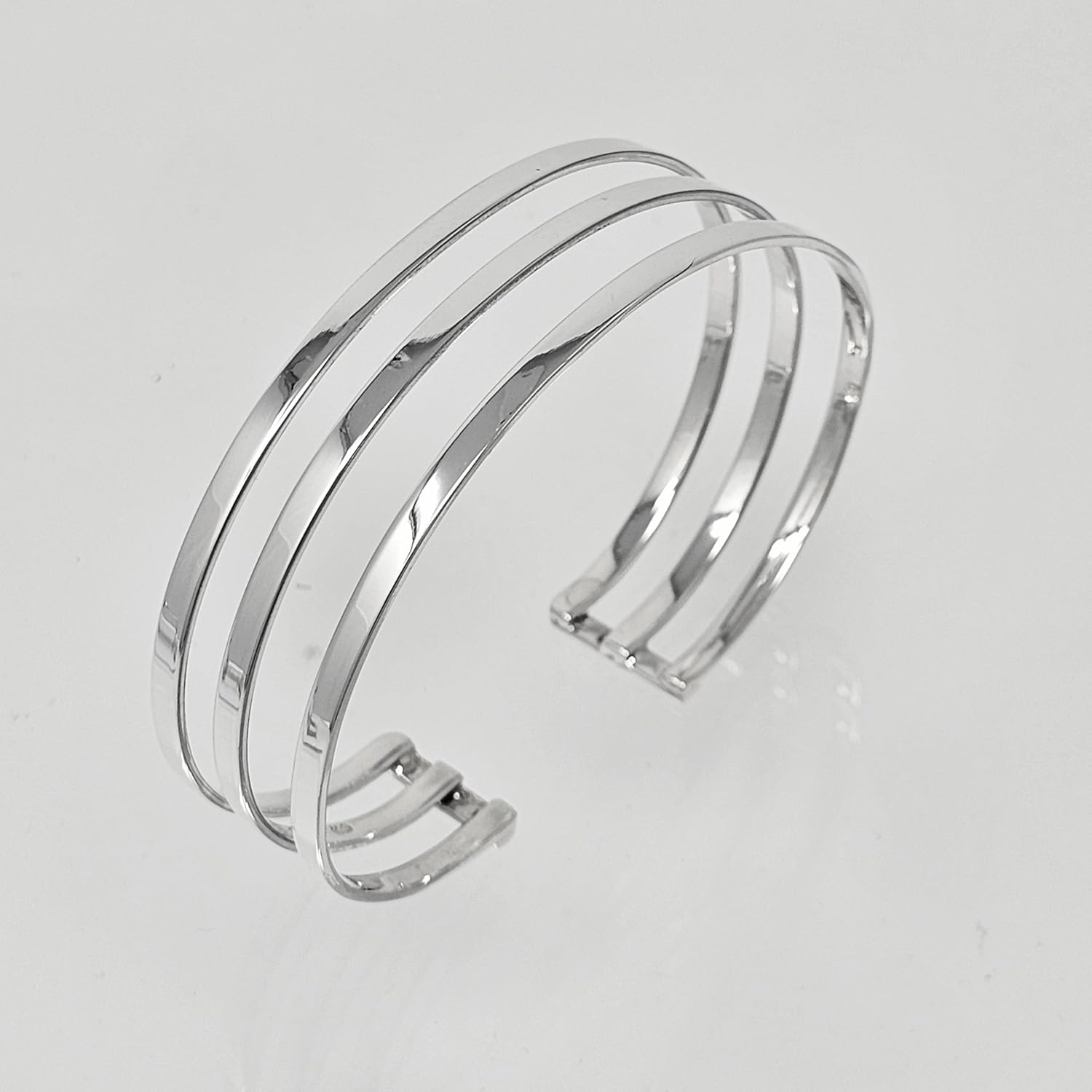 Elegant Silver Cuff Bangle Bracelet for Women | Women's 925 Sterling Silver Hammered Cuff Bracelet | Jewelry gift for Her - Image 2