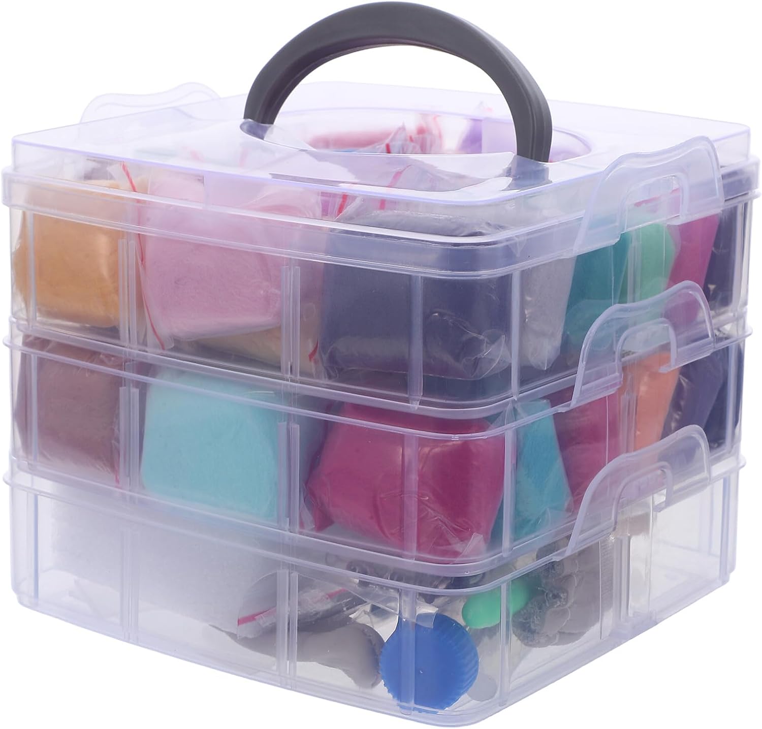 KAJNBN Needle Felting Tool Kit for Beginners, 40 Colors Wool Roving 3g Each with Felting Needles and 3-Tier Storage Box, DIY Wool Felt Craft Supplies for Handmade Needlework Projects
