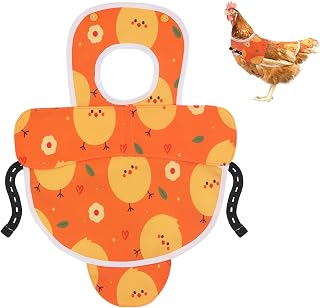 Esmorah Chicken Saddle for Hens, Hen Saddle for Back, Wings & Tail Protection with Adjustable Straps, Breathable and Anti-Pecking Chicken Vest(Orange)