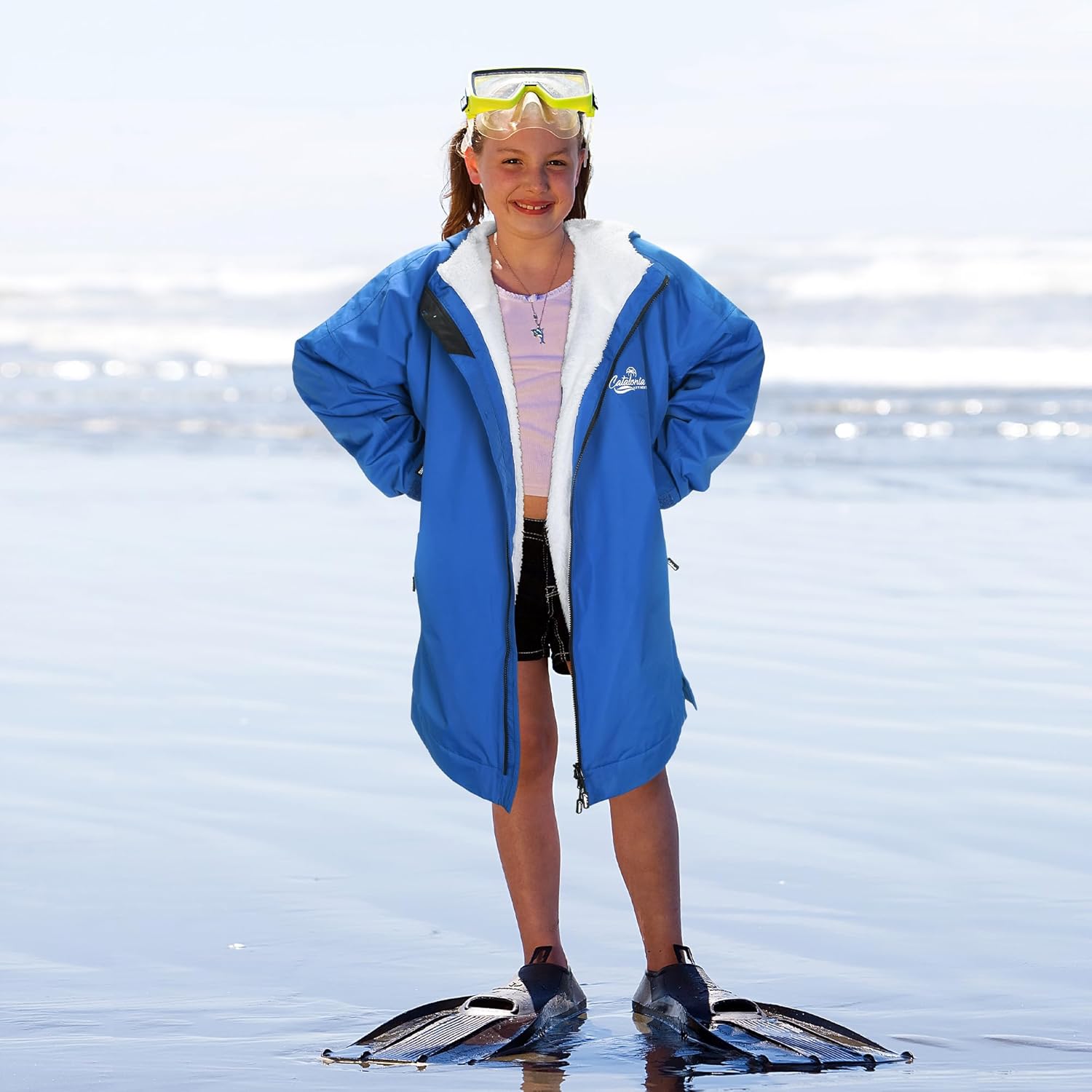 Catalonia Kids Waterproof Swim Parka with Hood, Windproof Fleece Swim Jacket, Warm Winter Swim Coat, Perfect for Beach, Pool - Image 6