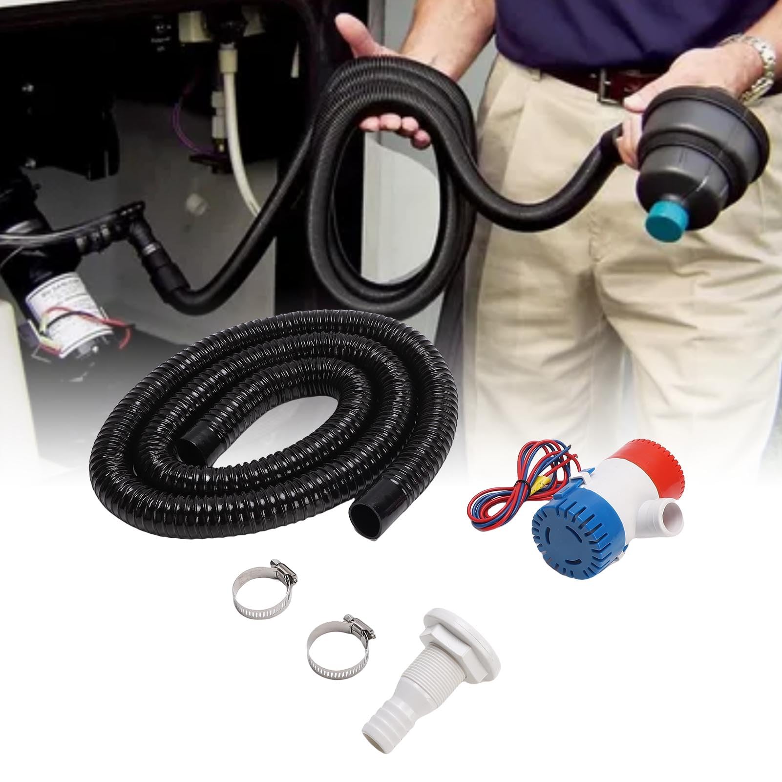 Kit de Plomería para Bomba de Sentina, 12V 1100gph Manguera de