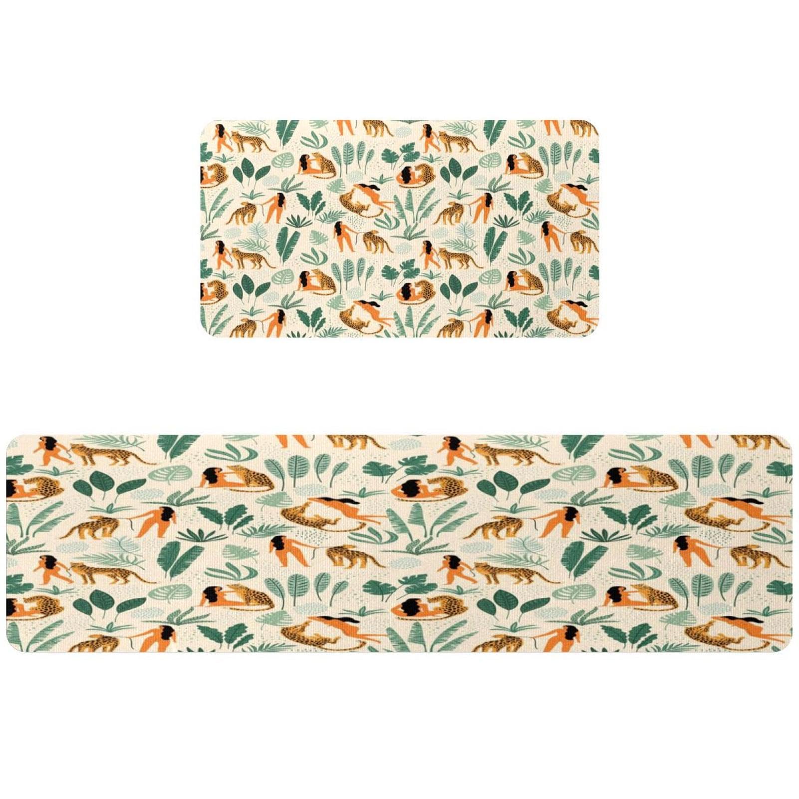 Tapete de cocina de 2 piezas VAPOKF alfombra antideslizante lavable para cuarto de lavado y pasillo