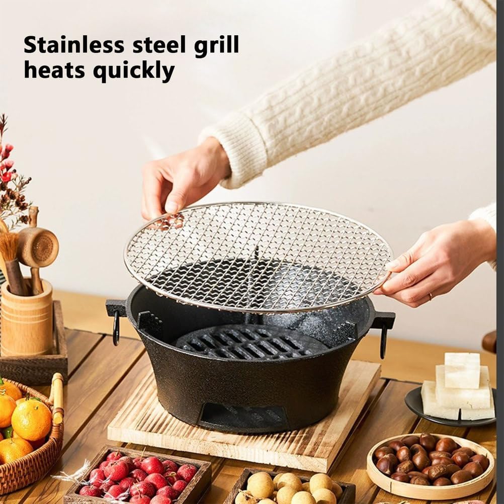 AIZYR Small Charcoal Grill Korean BBQ Grill, Portable Camping Charcoal Stove Easy to Assemble for Outdoor Picnics Backyard Beach,28cm