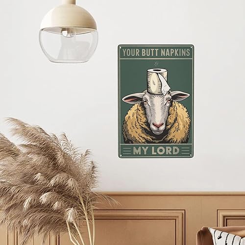 Miniatura 6 de Letrero de lata de baño de granja de 8 x 12 pulgadas, arte de pared de metal humorístico para casa de rancho, zoológico de mascotas y decoración de