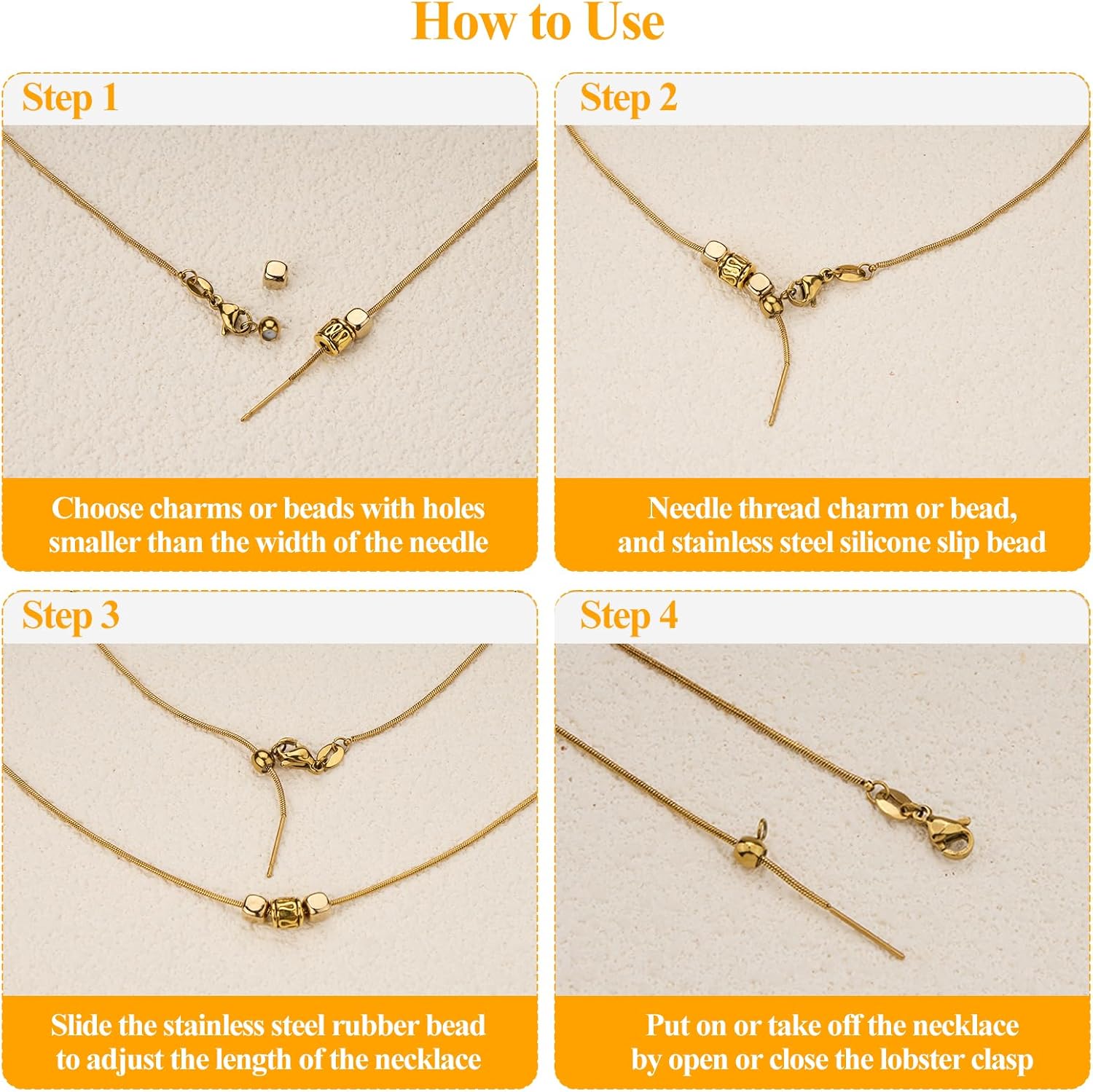 10 Pack Dainty Snake Necklace Bulk Gold Plated Stainless Steel Chain Necklaces for Jewelry Making - Image 5