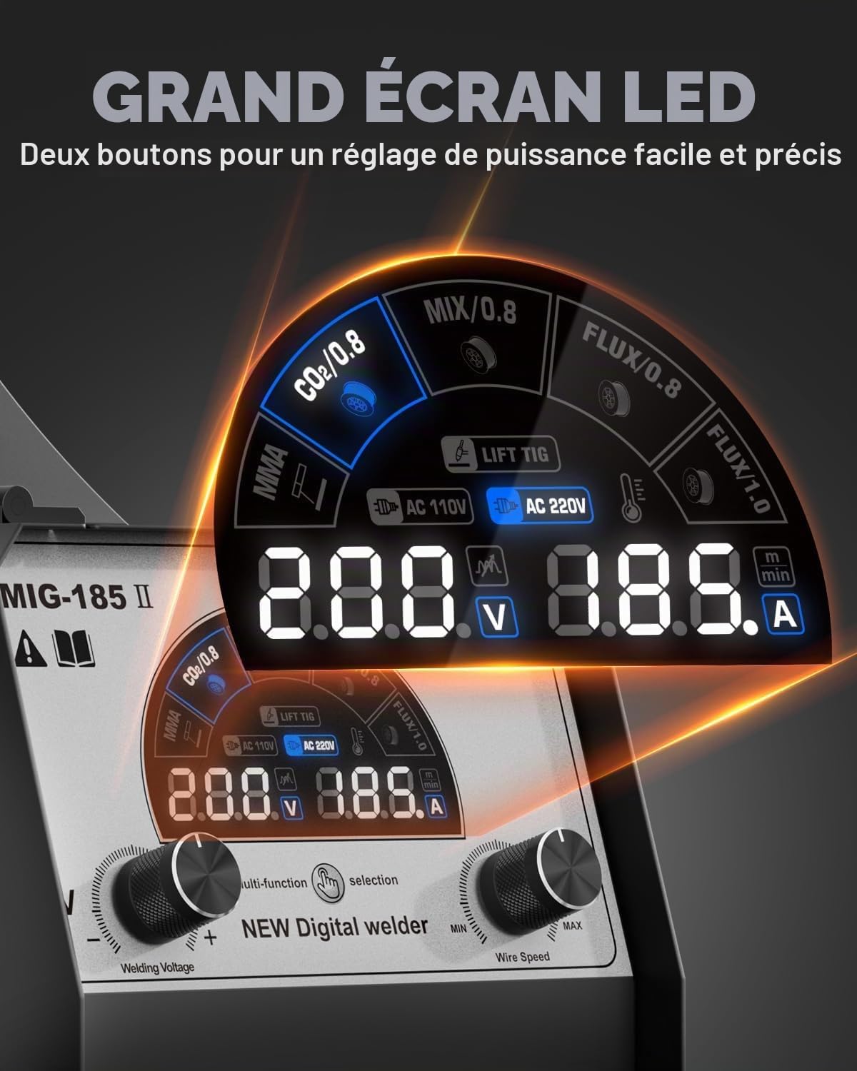 H HZXVOGEN Poste a Souder MIG 185A Soudeuse 4 en 1