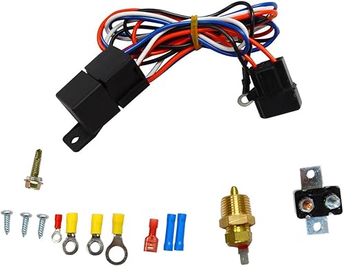 Miniatura 3 de BLACKHORSE-RACING Ventiladores de refrigeración de radiador eléctrico universal de 16 pulgadas + relé de termostato y kit de montaje (2 piezas)