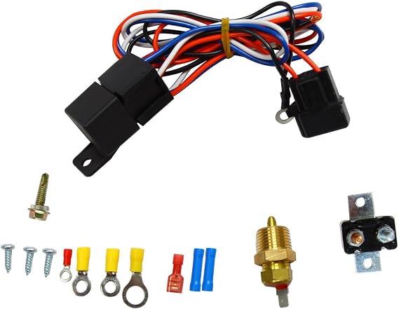 BLACKHORSE-RACING 7 Electric Radiator Cooling Fan w/ & Thermostat Relay & Mounting Kits(2 Pcs)