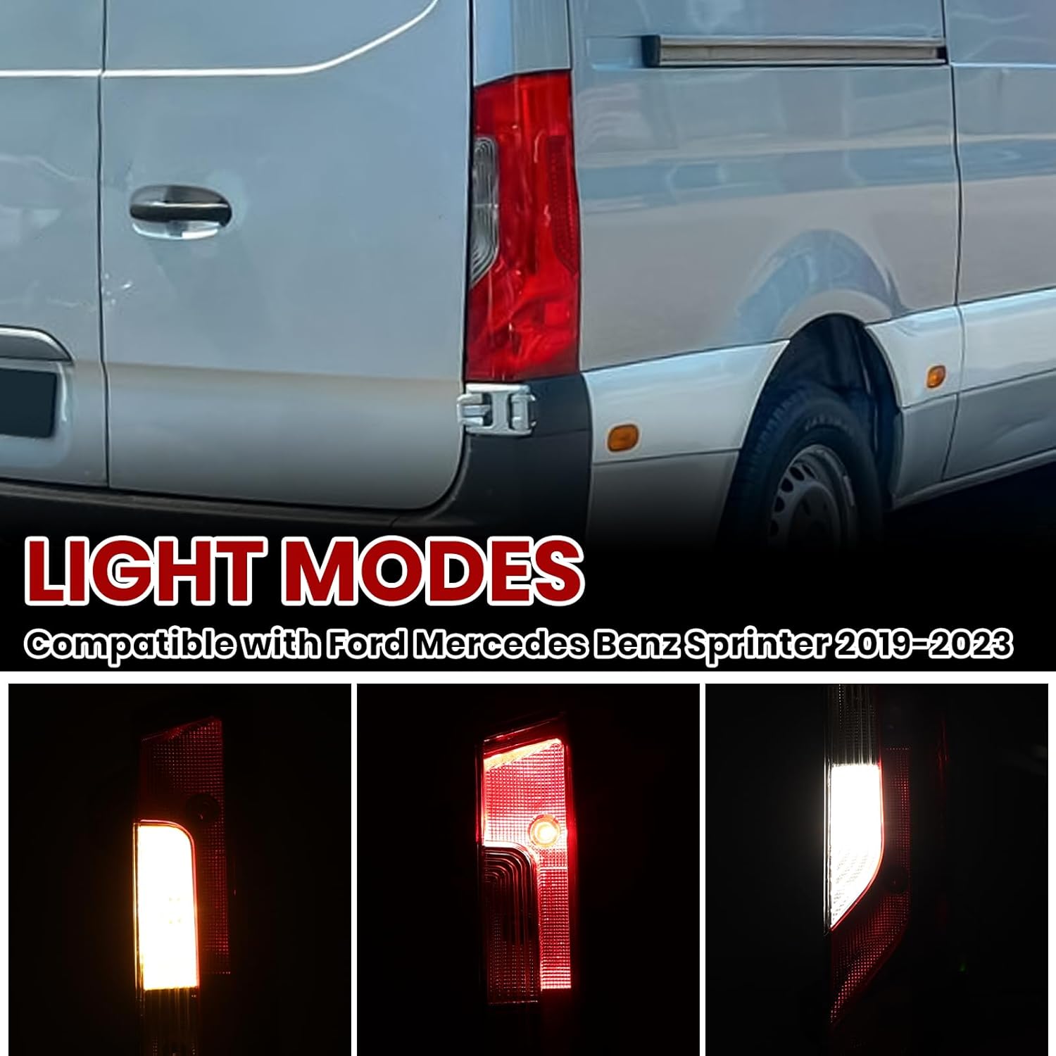 Tail Light Compatible with 2019-2023 Mercedes Sprinter and Freightliner Sprinter with Bulbs and Harness(Right Passenger Side)