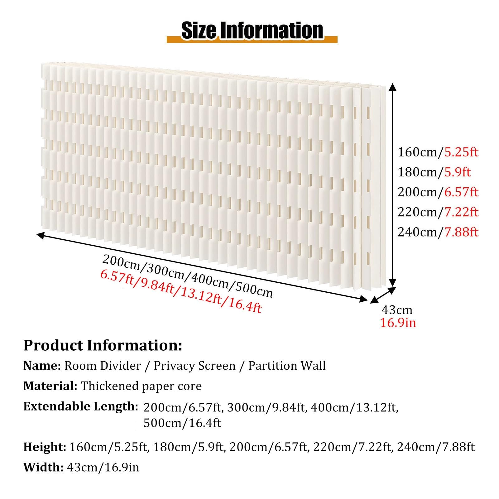 Separador de ambientes plegable y ajustable grande – Portátil para oficina y hogar, separador de espacio flexible (300 x 220 cm)