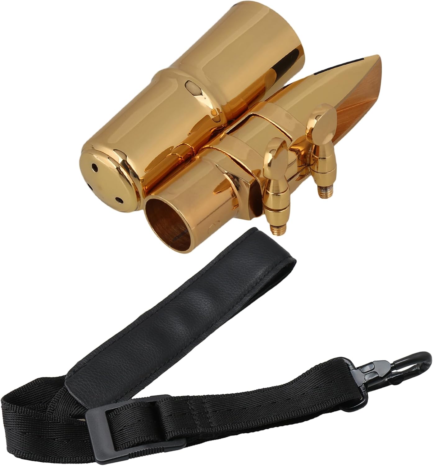 Yibuy Golden Saxophone Mouthpiece for 6# Soprano B Flat Sax with Neck Strap Pack of 2