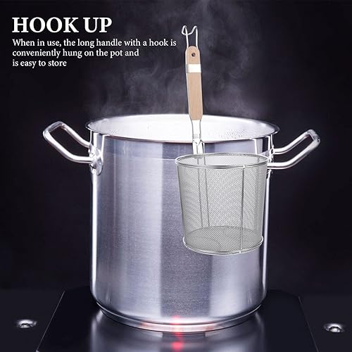 Miniatura 7 de Cesta de pasta de malla, de acero inoxidable, colador de pasta de araña, colador de fideos, cesta blanqueadora para pasta, fideos, bolas de masa