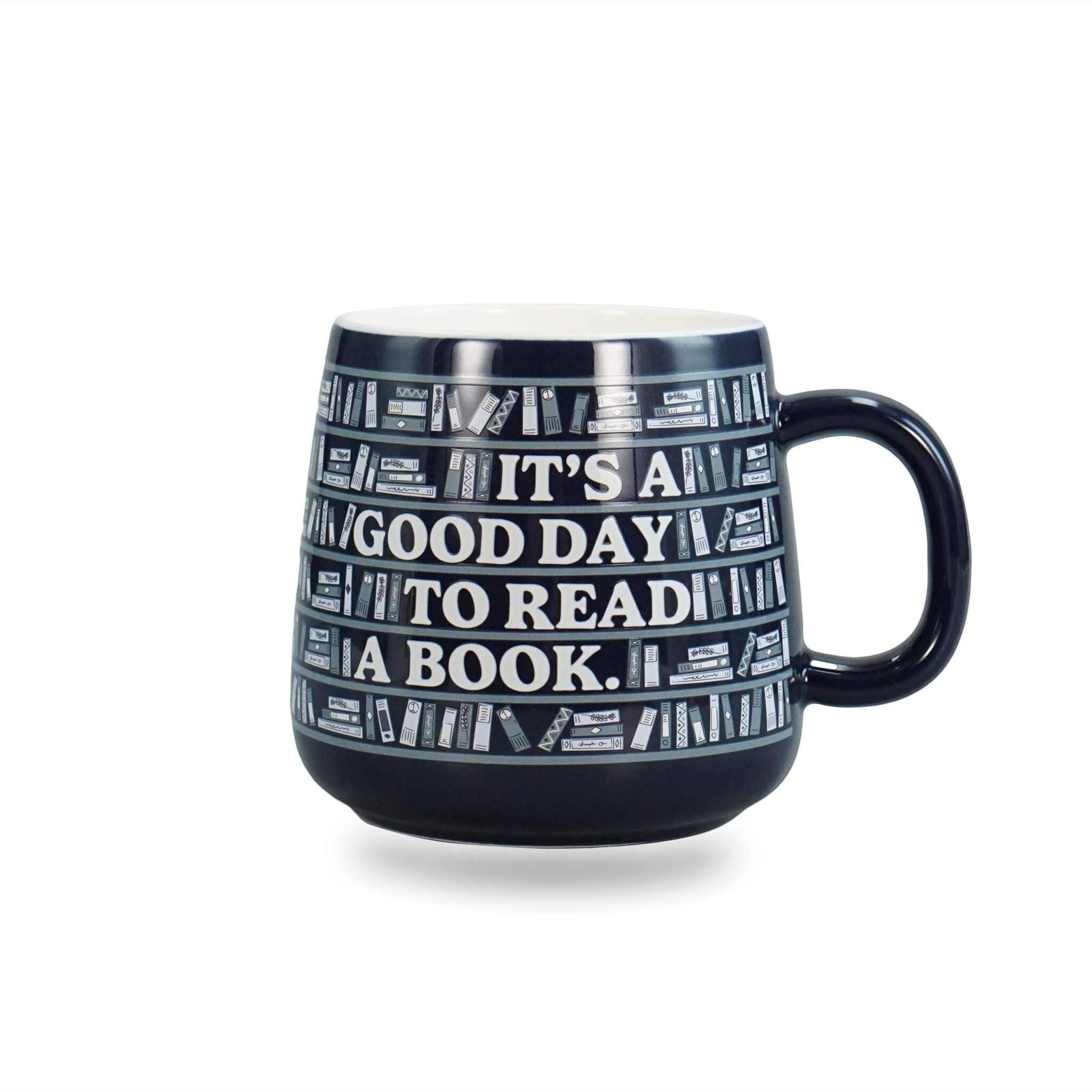 Half Moon Bay | It's A Good Day to Read A Book Ceramic Mug | Premium Literary Range | Bookshelf Collection Scandi Shaped Coffee and Tea Cup | Gifts for Book Lovers