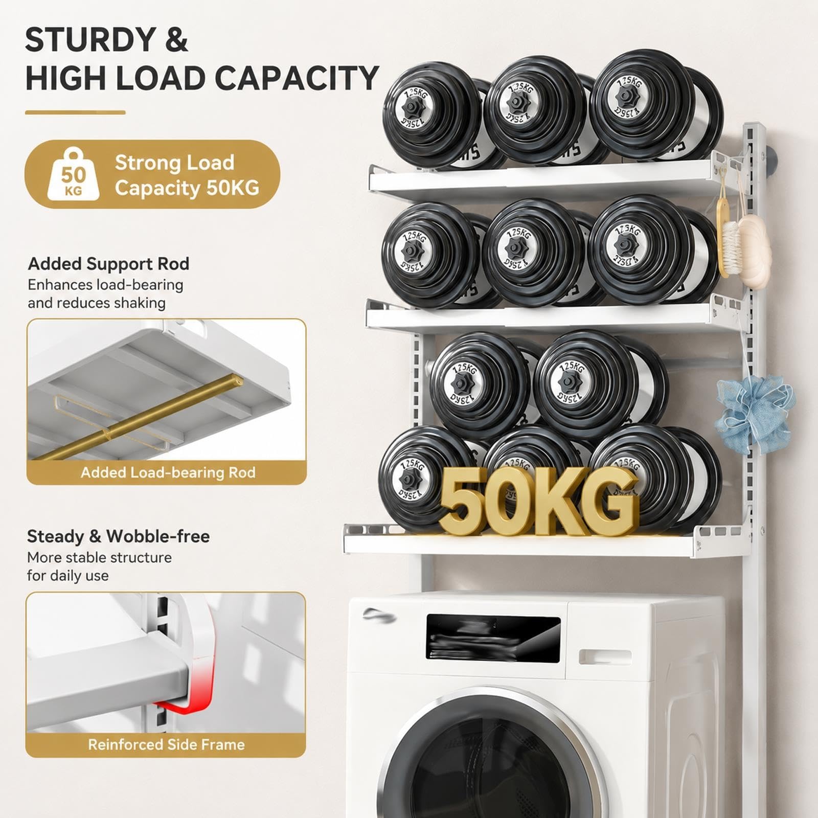 Generico Scaffale WC, Organizzatore Bagno, Salvaspazio Regolabile