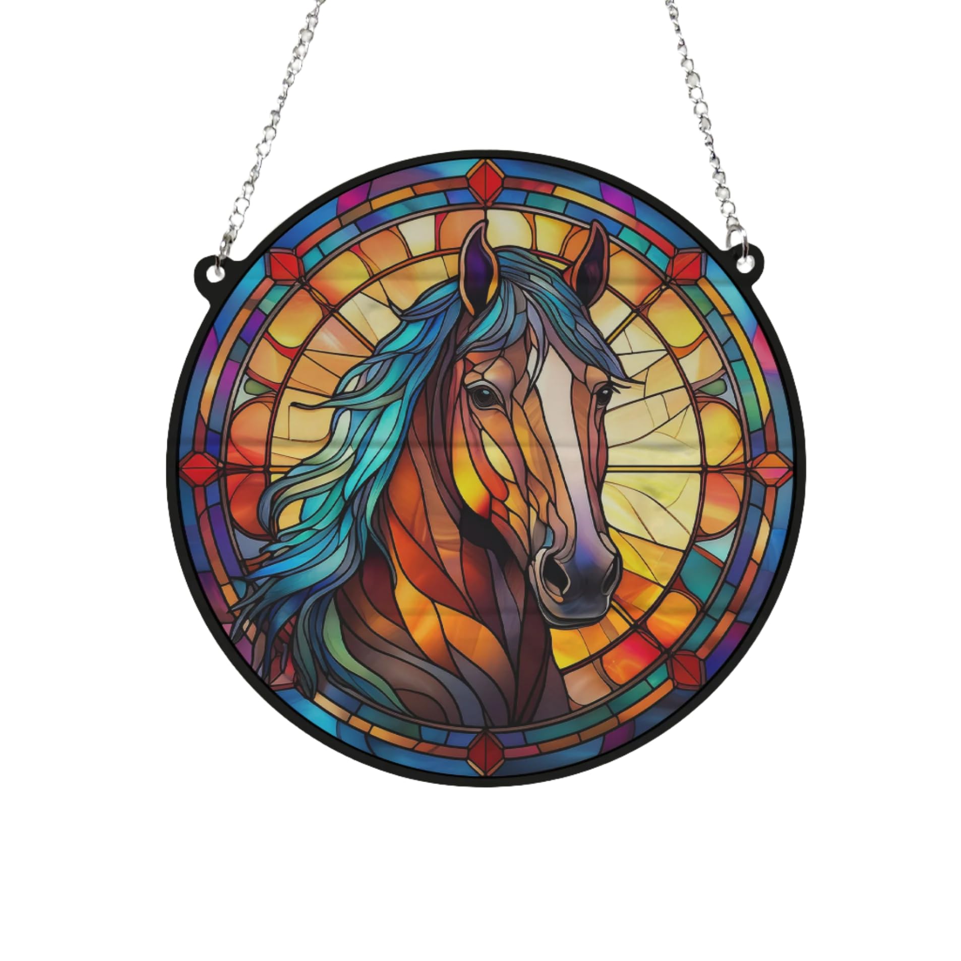 Image Industry Horse Stained Glass Effect Suncatcher - Garden Gift - Animal Lovers - Horse Lovers (19cm)