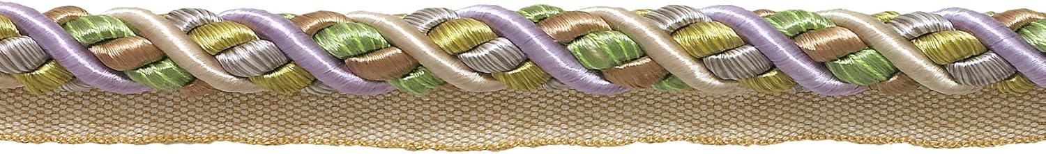 DÉCOPRO 7/16" (1cm) Large Shiny Decorative Decorative Twisted Rope Cord with Lip | Cord Trim # 0716BL, Taupe Beige #7245 (Light Beige, Dark Beige) 10 Yard Value Pack (30 ft/9.5m)