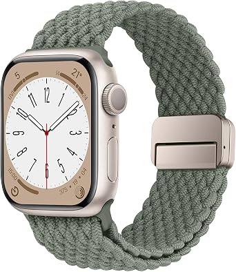 HITZEE Compatible with Apple Watch Band 49/46/45/44/42/41/40/38mm, Elastic Braided Bands with Magnetic Clasp Designed for Apple Watch SE 3/2/1 Series 11 10 9 8 7 6 5 4 38/40/41/42mm, Olive Green