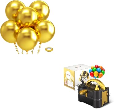 Bezente Metallic Gold Balloons 18 Inch - 30 Pack Metallic Gold Balloons and Balloon Pump Electric