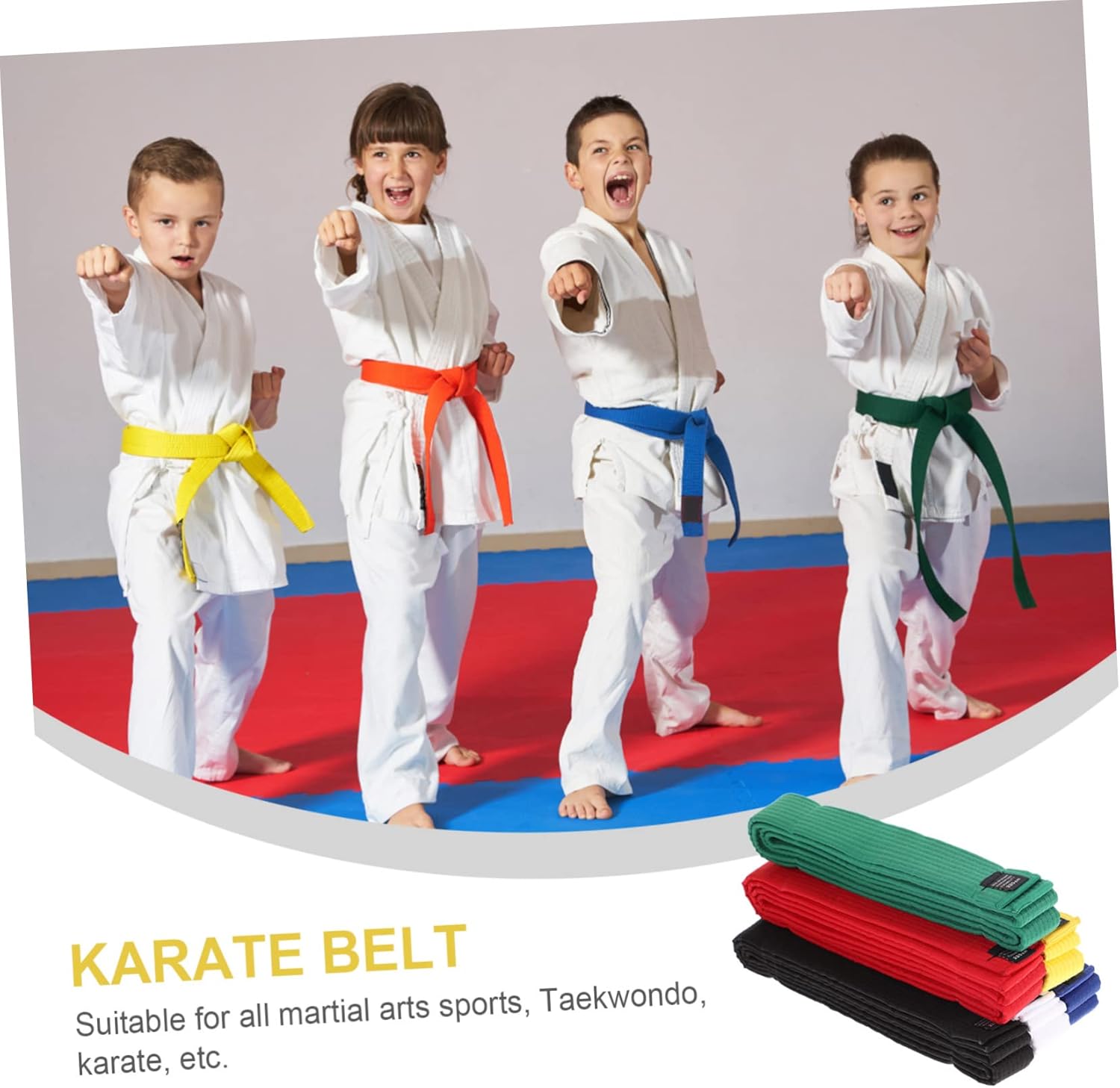 Abaodam 6pcs Professional Martial Arts Karate Belts Cotton Waist Wrap Men Karate Boys and Girls Easy to Clean