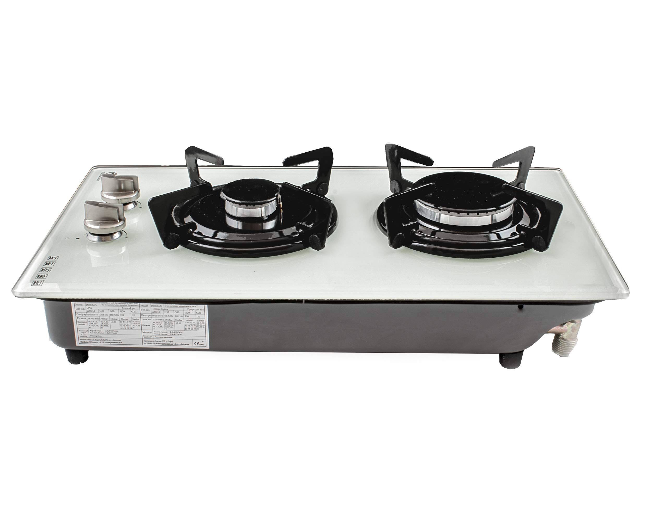 NJ DominoG Gas Hob 2 Burner Builtin 30cm Double Stove Caravan Cooktop