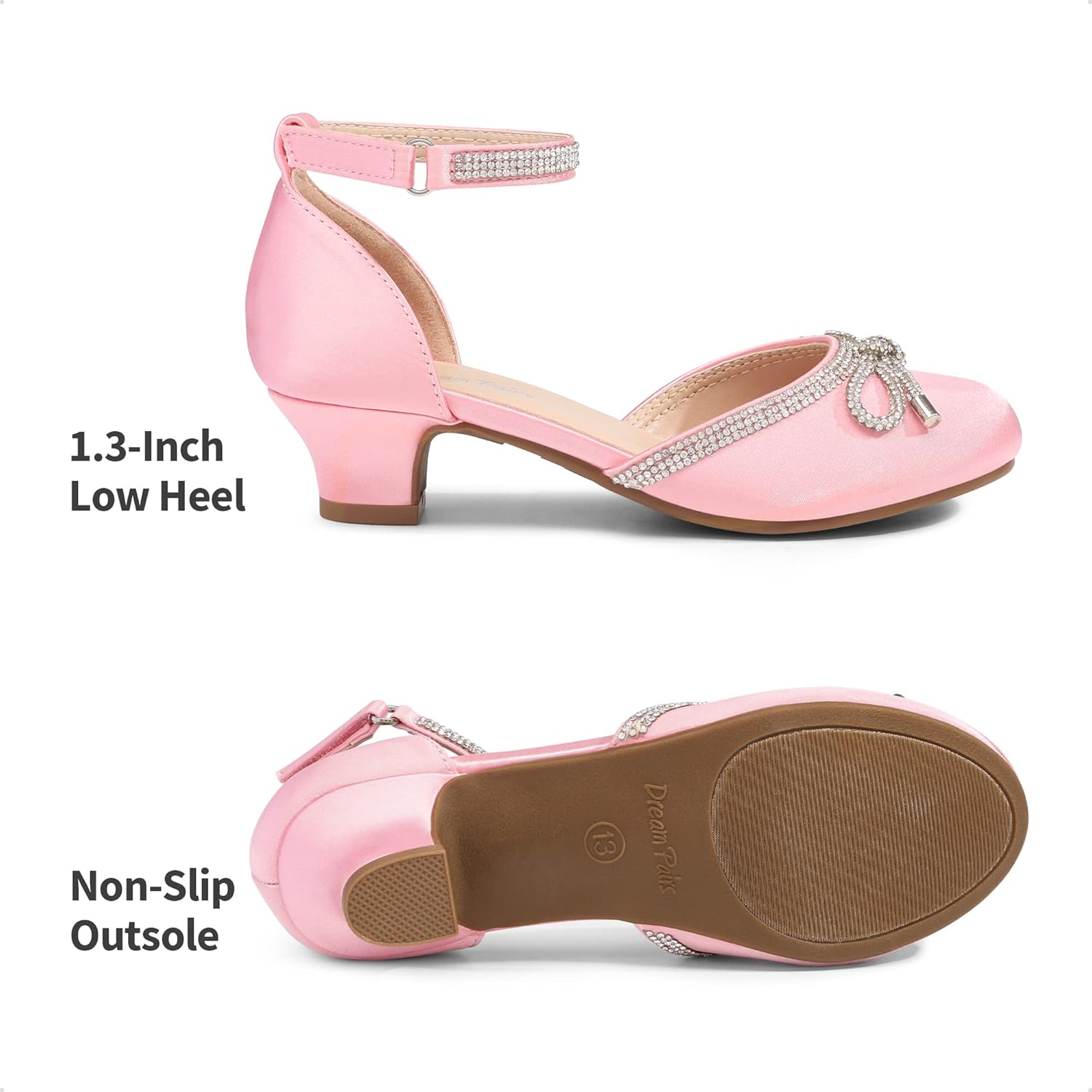 DREAM PAIRS Girls Dress Shoes Closed Toe Low Heels Ankle Strap Pumps for Toddler Little Big Kid Flower Party Wedding Princess - Image 6