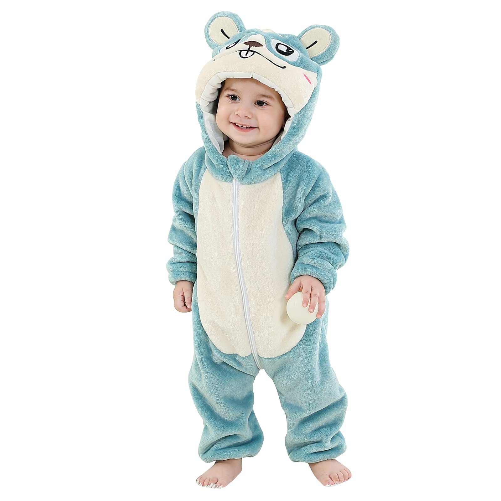 Unisex Bambino Inverno Pagliaccetto Coniglio Tigre Cucire Animale Stile Flanella Cosplay Halloween Costume Attrezzatura