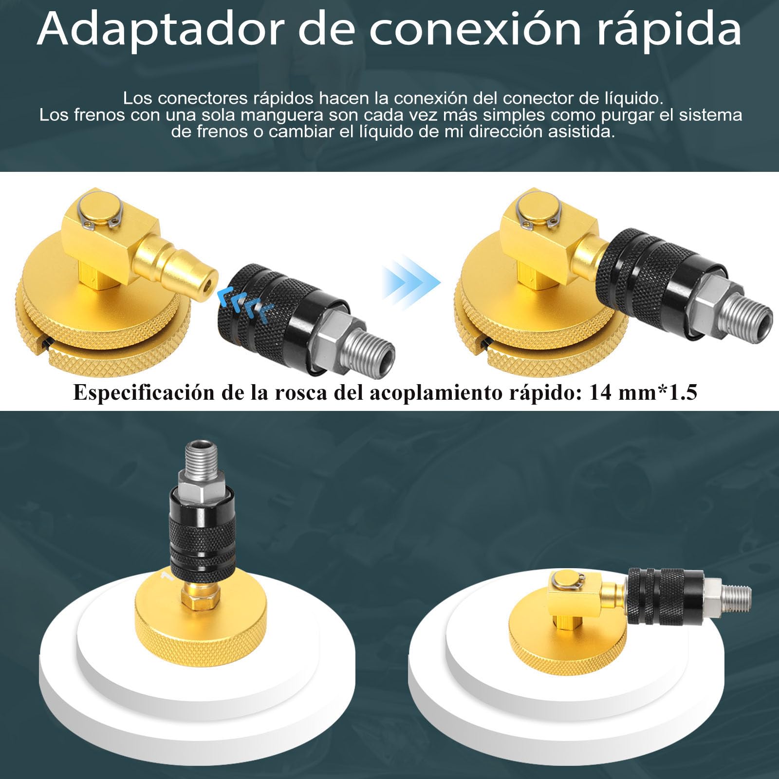 17 Piezas Purgador Frenos Coche Juego de Adaptadores Purga de Frenos de Automóvil Adaptador con Acoplamiento Rápido, Purgar o Rellenar Líquido de Frenos Compatible con VW para BMW...