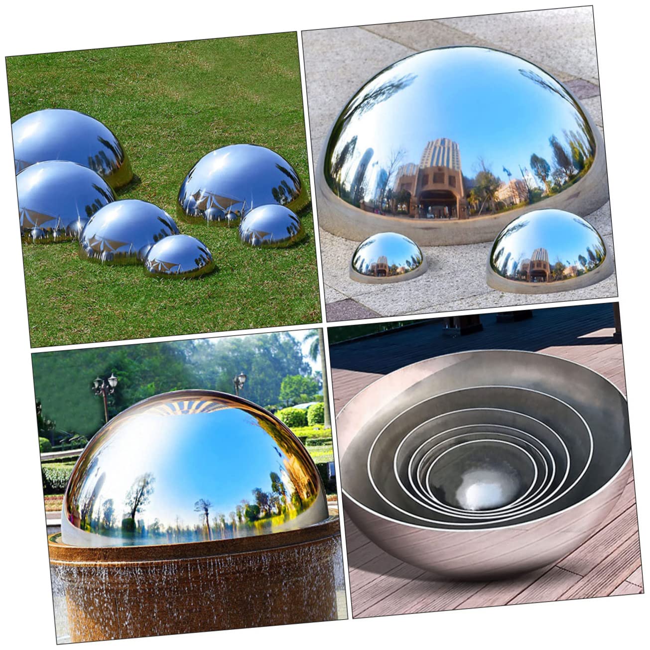 ORFOFE Bola Esférica de Jardín 6 Piezas de Acero Inoxidable Plateado
