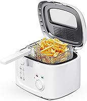 Vista 1 de Freidora eléctrica de 1500 W con control de temperatura ajustable, cesta antiadherente de 2.5 L y ventana de visión, mango plegable y cubierta