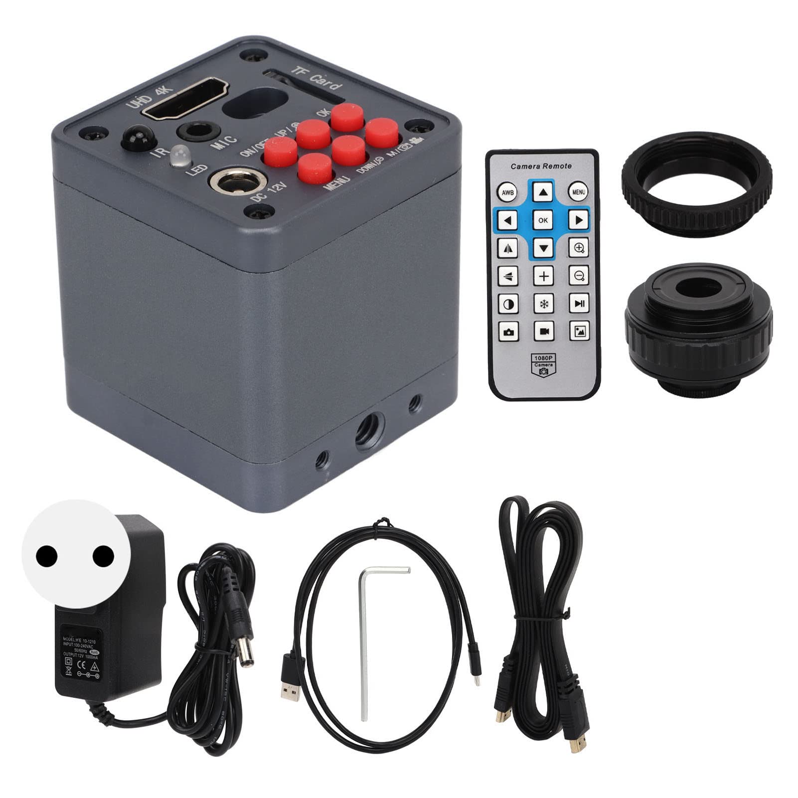 Telecamera Industriale Microscopio, 41MP 4K 2160P 1080P HDMI USB Digital Videocamera con Supporto C Lente Portatile Microscopio Compatibile con Windows per Scheda PCB