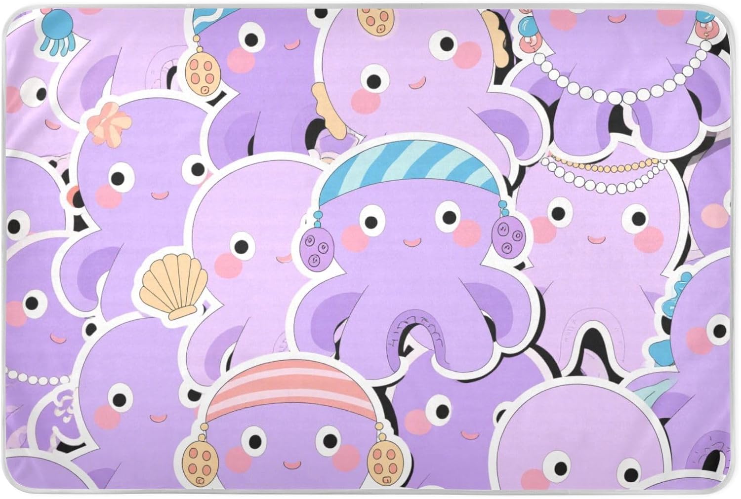 Cartoon Cute Animal sea Purple Extra Large Resuable Bed Underpads Soft Absorbent Underpads Wetting Cover Changing Toddler Bedding Products for Baby Toddler Children , 52" L x 34" W