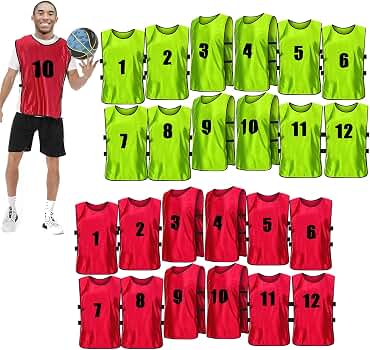 Set Of 24 Numbered Soccer Pinnies / Training Vests - #1-12 And #13-24, Adult Size