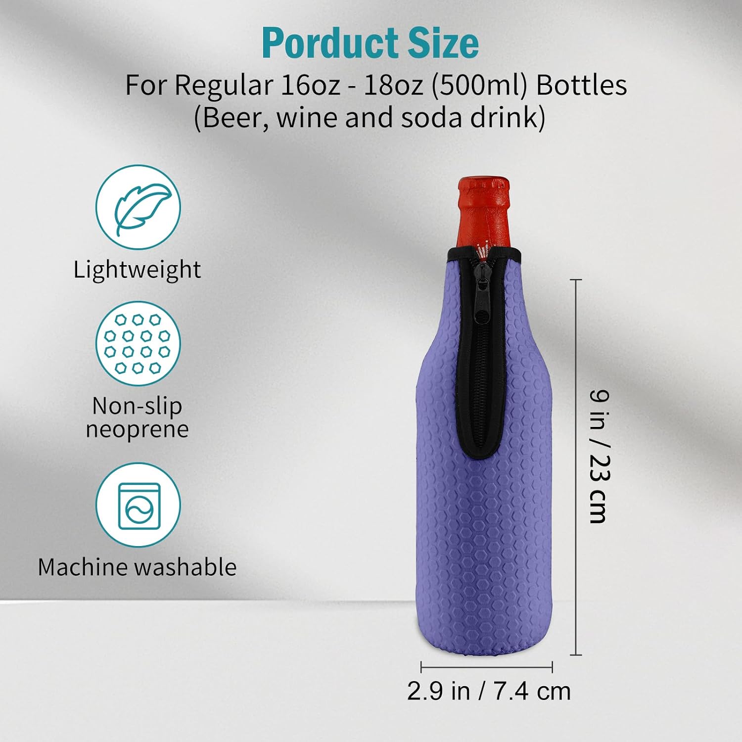16oz to 18oz Glass Beer Bottle Insulator Sleeves, 4 Pack, 4 Colors