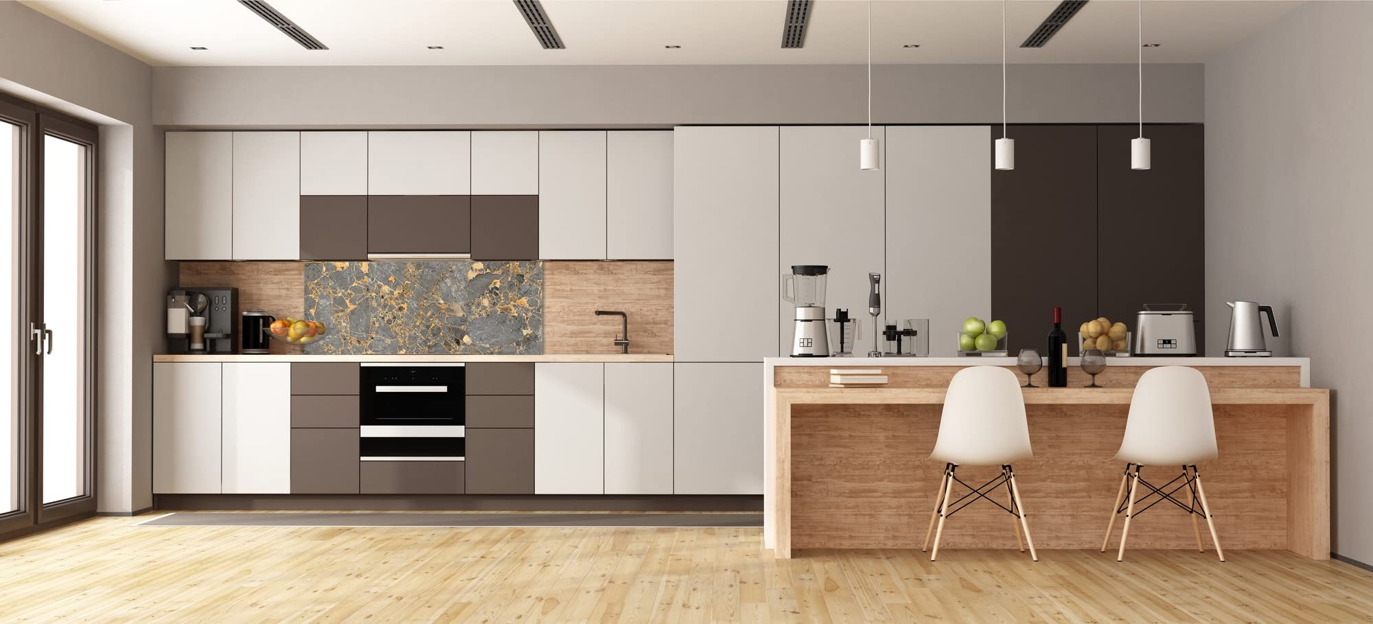Concept Crystal Pannello Cucina Moderno in Vetro - Schienale per pareti di Grande Formato BBS17: Marmi 2 Serie