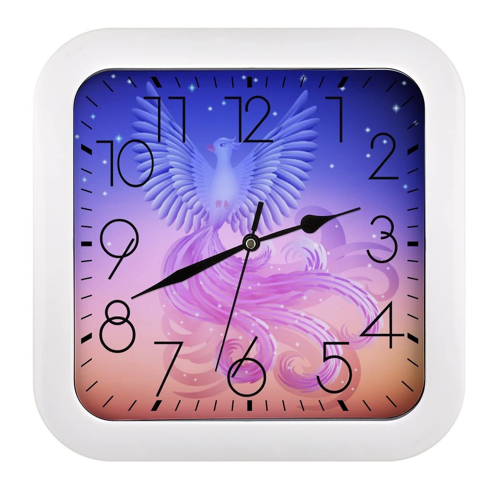Horloge murale phénix carrée 26cm au design artistique et finitions soignées