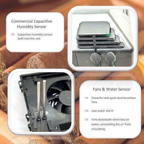 Miniatura 5 de Le Veil iCigar Digital Cigar Pro Humidificador Sistema para Humidor Gabinete (Humidificador Dual+BT+Sensor Ext)