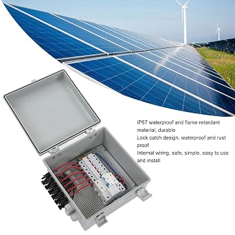 PV Combiner Box, 6 String Solar Combiner Box with 100A, 15A Rated Current and 40KA Protective Device IP67 for On Off Grid Solar Panel System