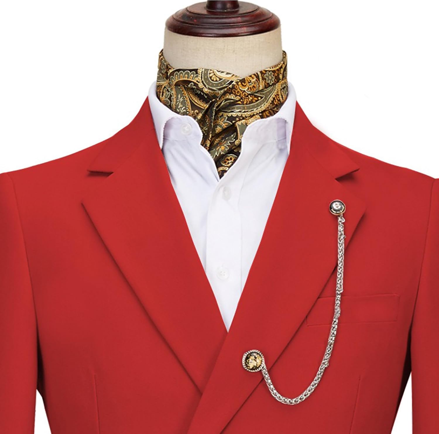 Men's 2 Piece Business Leisure Fashion Slim Suit Double Breasted Prom Tuxedo Suits Party Wedding Solid Blazer Pants (Dark Red,US Size L=Aisa XL)