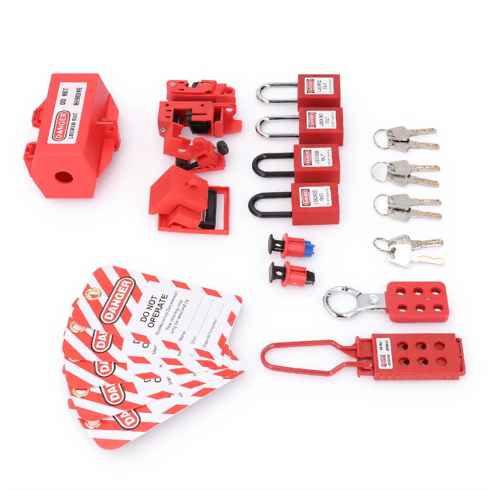 Lock Out Tagout Kits Elektrisch, Lockout Tagout Kit, Schließbügel, Lockout Loto Sicherheitsschlösser, Hängeetiketten, Schlüssel und Aufbewahrungstasche