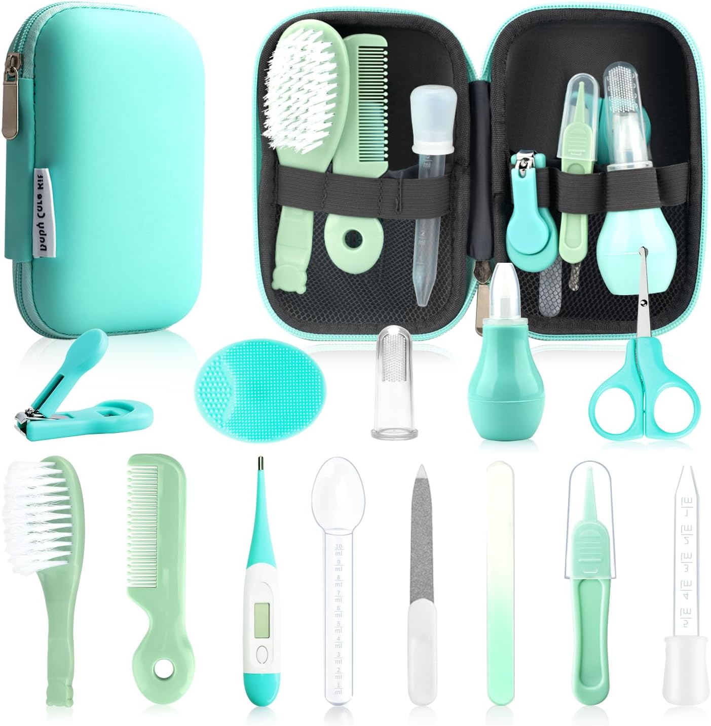 Baby Healthcare and Grooming Kit, 14 in 1 Baby Safety Set Newborn Nursery Health Care Set with Hair Brush Scale Nail Clippers for Baby Girls Boys(14 Kits Green) Baby Healthcare and Grooming Kit, 14 in 1 Baby Safety Set Newborn Nursery Health Care Set with Hair Brush Scale Nail Clippers for Baby Girls Boys(14 Kits Green)