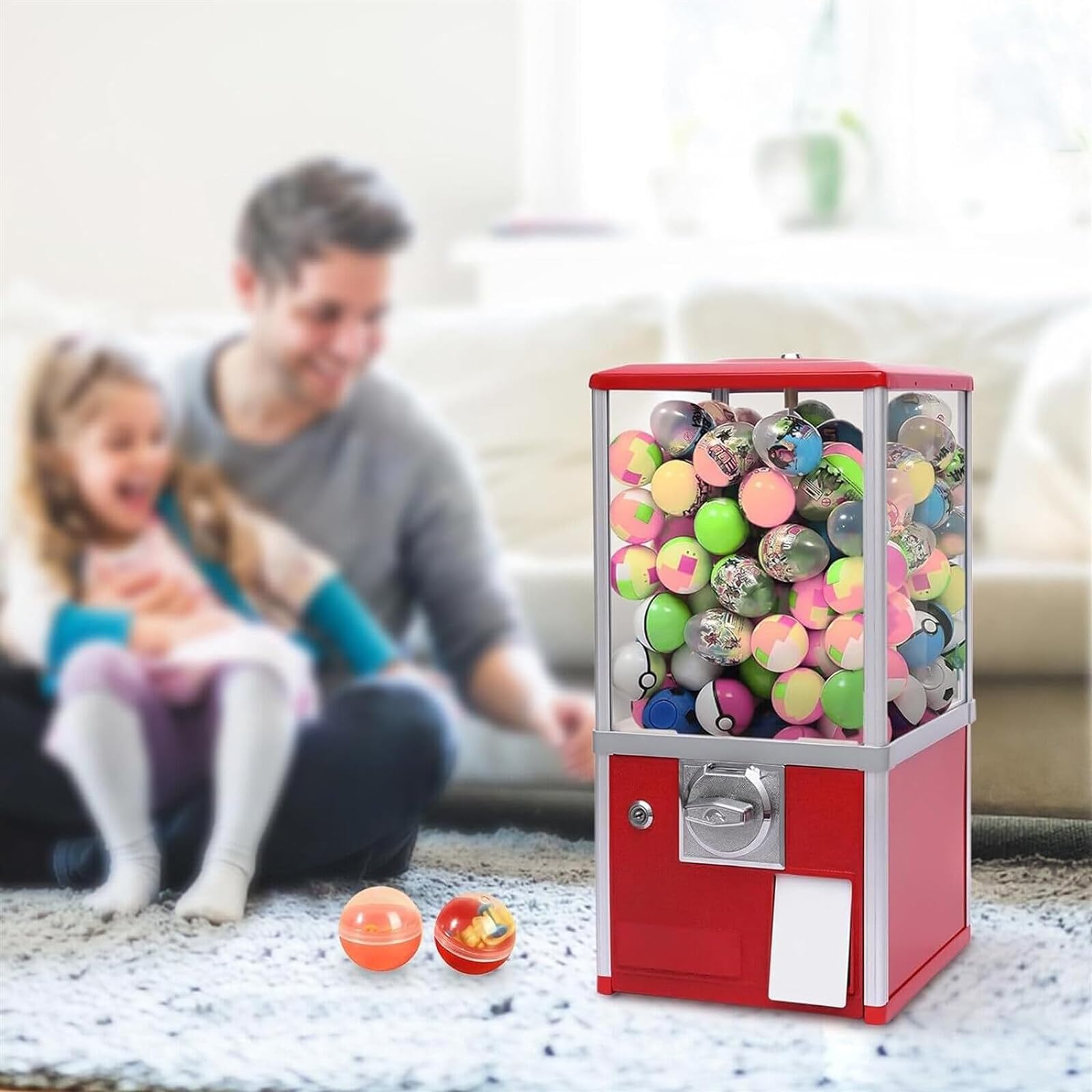 Macchina commerciale per caramelle gommose, distributore automatico di capsule per negozi al dettaglio, distributore automatico di palline rimbalzanti per capsule rotonde per negozi di giochi,Red
