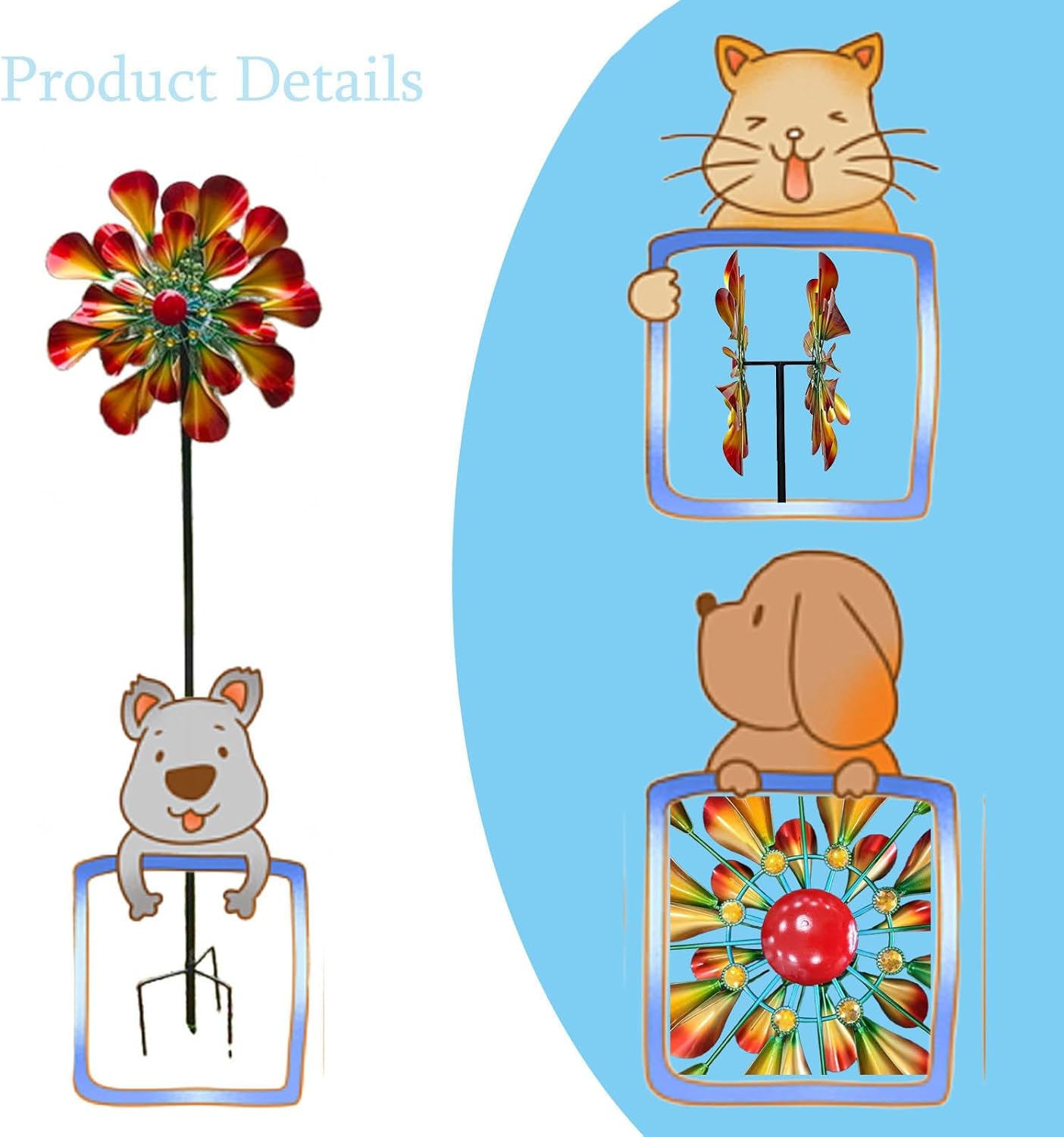 81in Windmills for The Yard, Wind Spinners Outdoor Clearance Kinetic Wind Sculptures with Stake Windmill for Patio,Pathway,Lawn Gifts for Family
