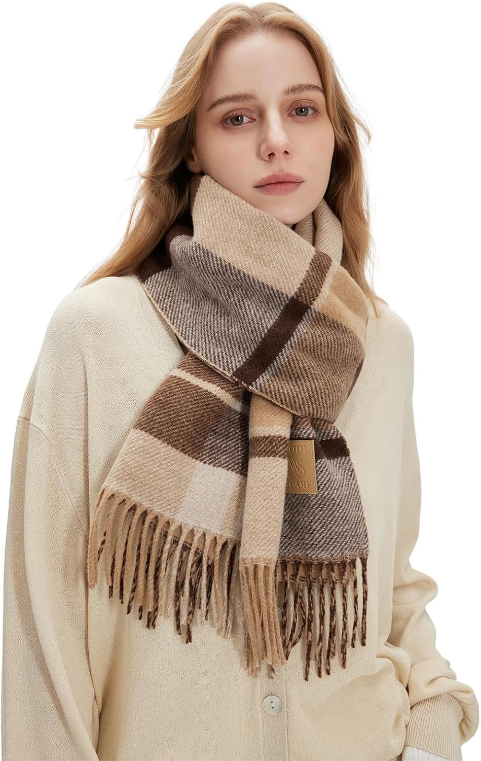 zero season Wool Plaid Winter Scarf for Women & Men – Warm Oversized Shawl Wrap, Soft Large Checkered Scarf